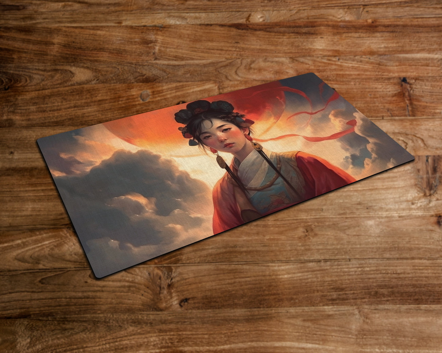 Maiden of the Scarlet Moon – MTG-Spielmatte – 24 x 14 Zoll – MTG-Geschenke – Magic The Gathering-Geschenke – genähte Spielmatte