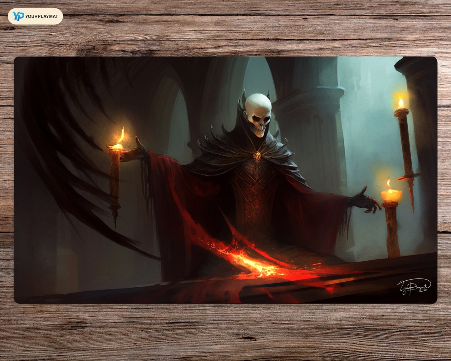 Candlelit Demon - MTG Spielmatte - 24 x 14 Zoll - MTG Geschenke - MTG Zubehör - Magie Tischmatte