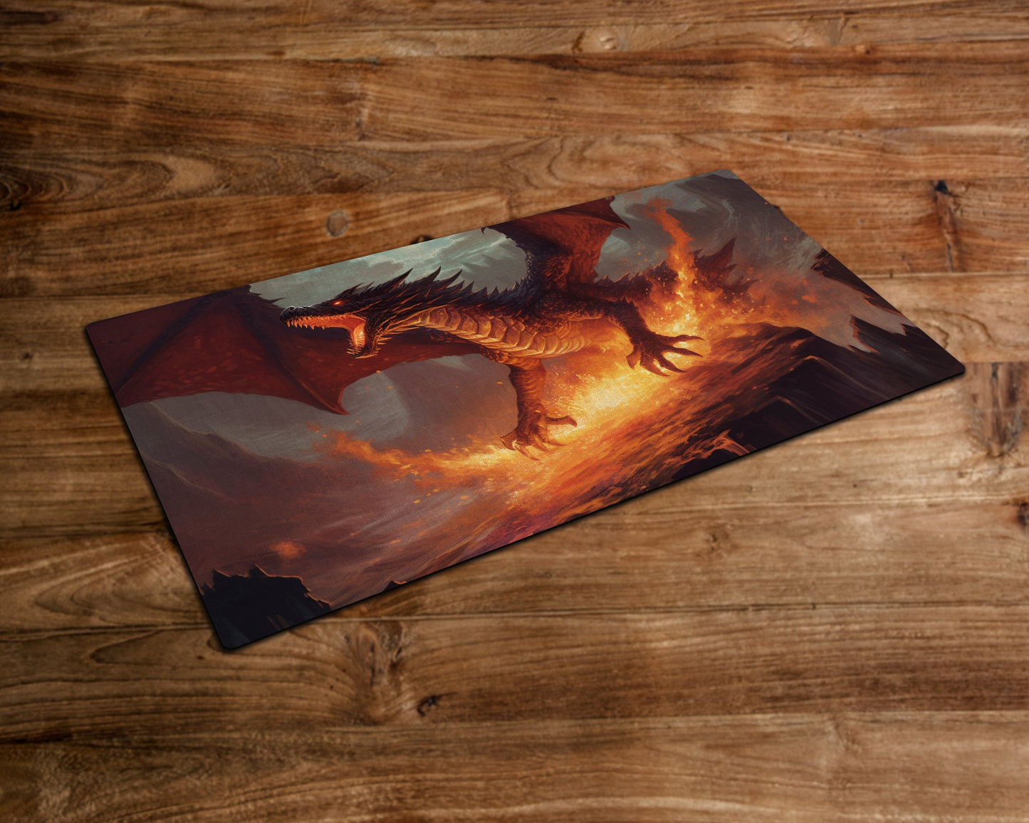 Die Berge von Draconis - MTG-Spielmatte - 24 x 14 Zoll - MTG-Geschenke - Magic The Gathering-Geschenke - Genähte Spielmatte