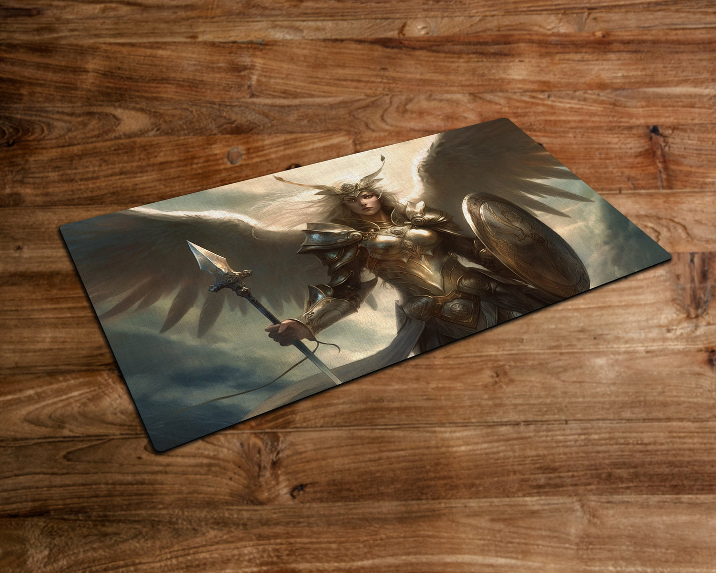 The Shield Maiden of the Divine - MTG Playmat - 24 x 14 inches -Playmat for TCG - Handcrafted