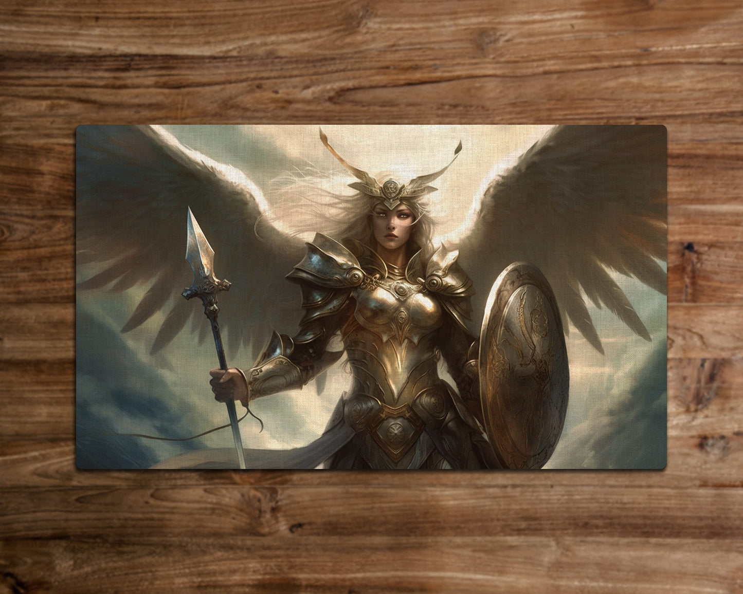 The Shield Maiden of the Divine - MTG Playmat - 24 x 14 inches -Playmat for TCG - Handcrafted