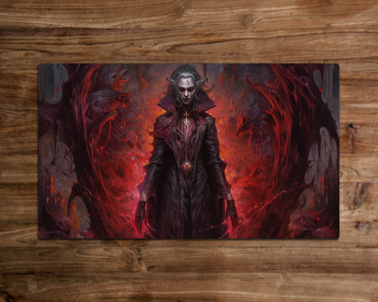 Twilight Blood Vampire - MTG Spielmatte - 24 x 14 Zoll - MTG Geschenke - MTG Zubehör - Magie Tischmatte - Genähte Spielmatte