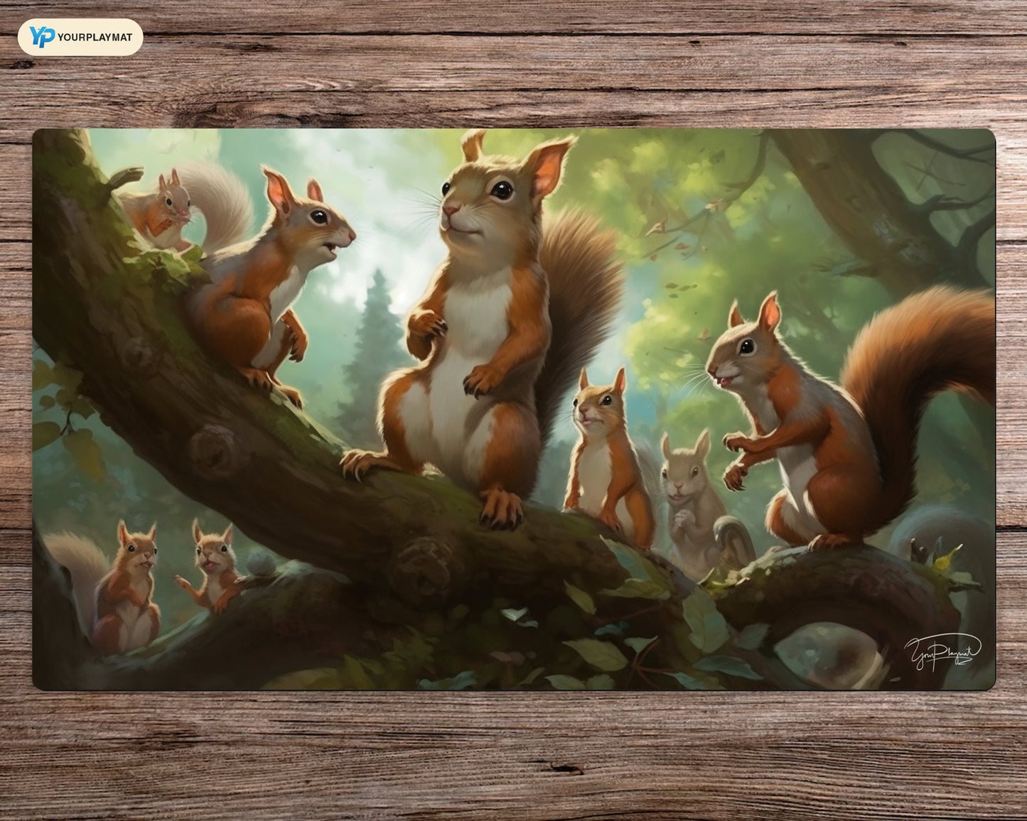 Squirrel Sentries Playmat - MTG Spielmatte - 24 x 14 Zoll - MTG Geschenke - MTG Zubehör - Magie Tischmatte