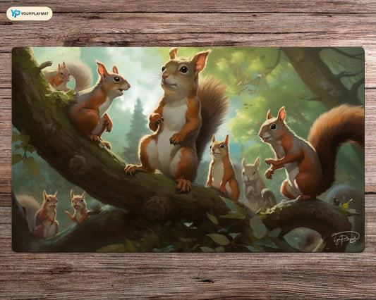 Squirrel Sentries Playmat - MTG Spielmatte - 24 x 14 Zoll - MTG Geschenke - MTG Zubehör - Magie Tischmatte