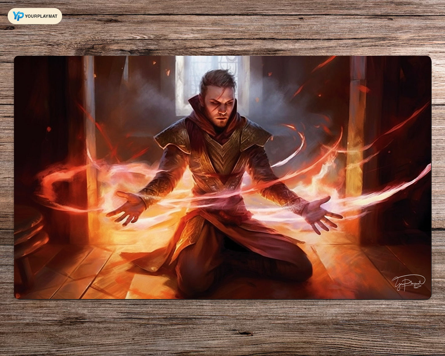 Emberbound Mage - MTG Spielmatte - 24 x 14 inches - MTG Geschenke - MTG Zubehör - Magie Tischmatte