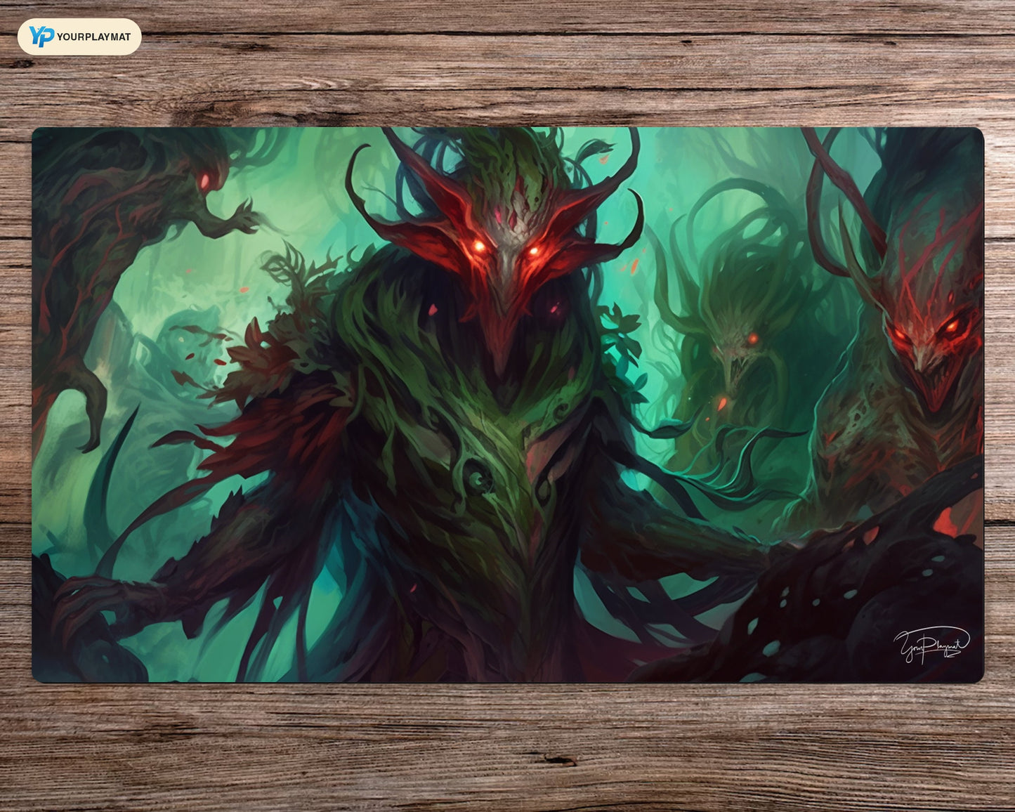 Demonic Conclave in Crimson and Green - MTG Spielmatte - 24 x 14 inches - MTG Geschenke - MTG Zubehör - Magie Tischmatte