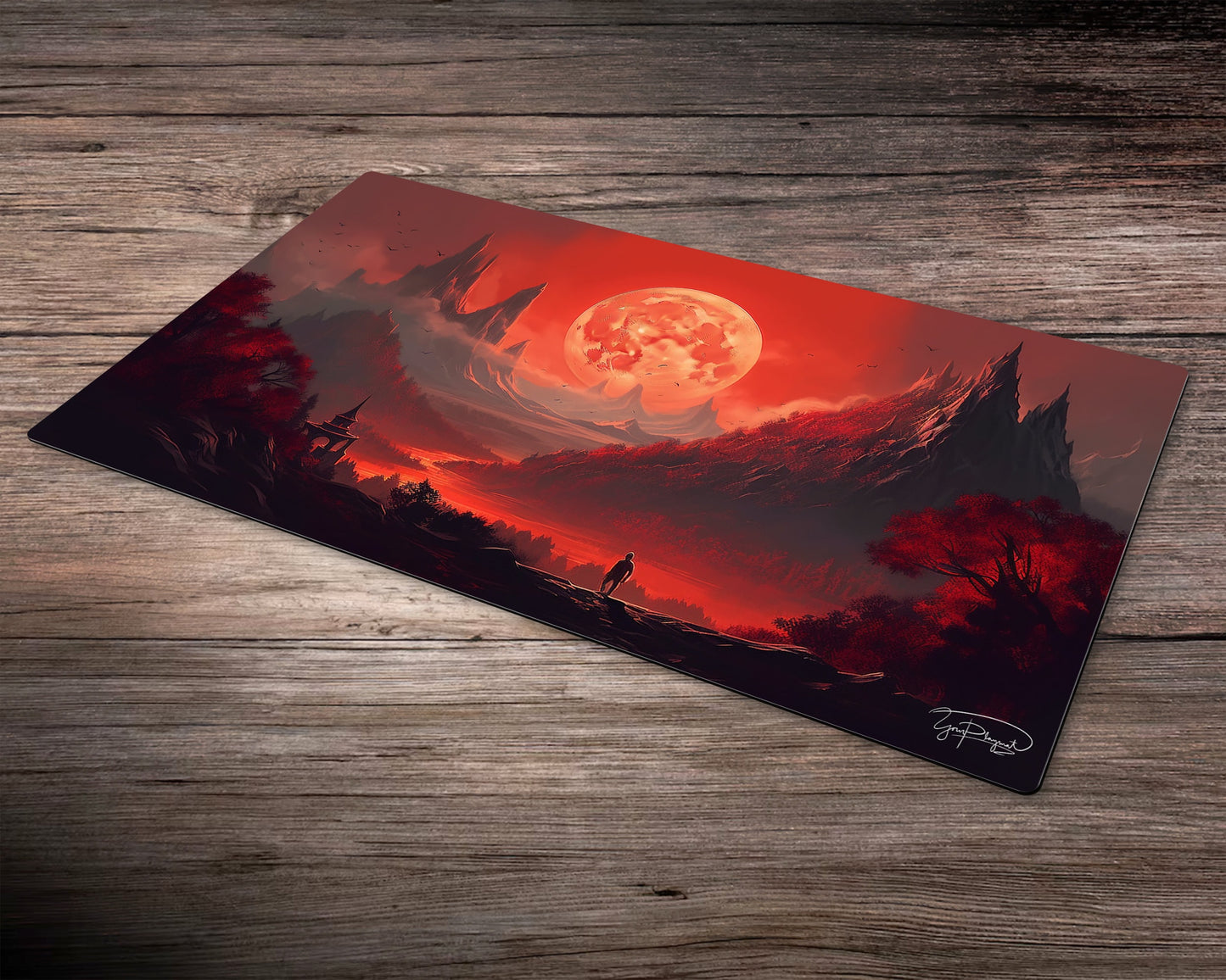 Mountain Splendor under the Blood Moon - MTG Spielmatte - 24 x 14 Zoll - MTG Geschenke - MTG Zubehör - Magie Tischmatte