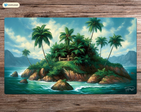 Enchanted Island of the Palms - MTG Spielmatte - 24 x 14 Zoll - MTG Geschenke - MTG Zubehör - Magie Tischmatte