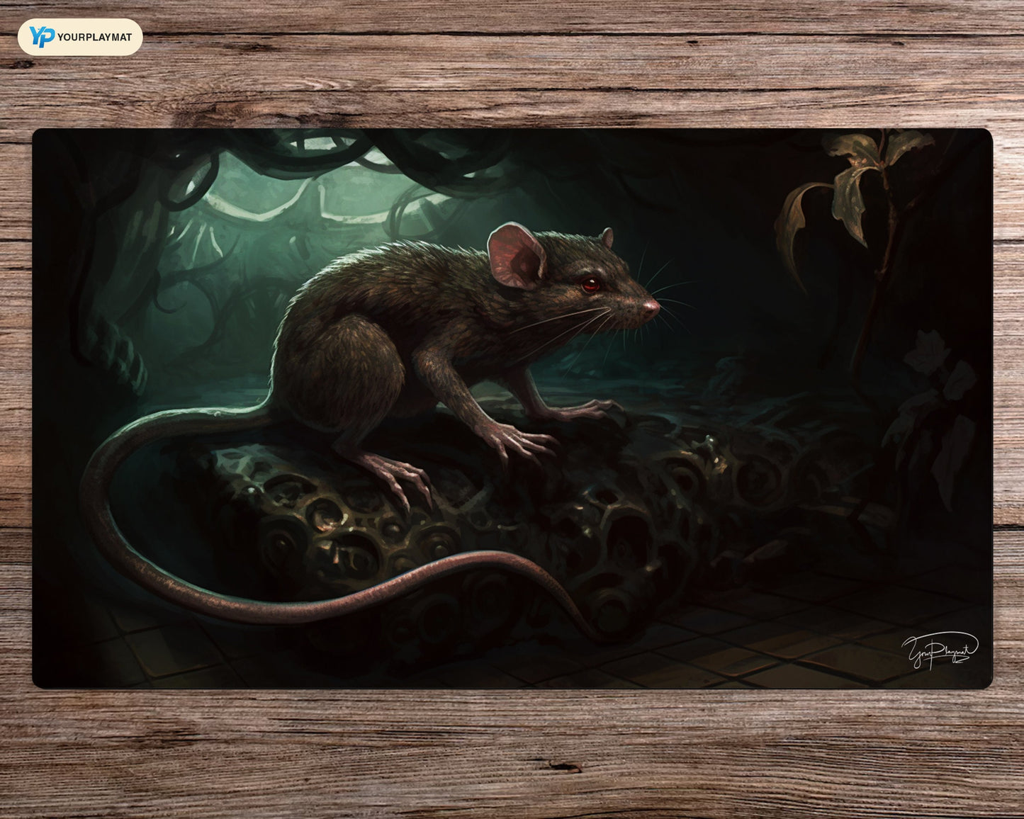 Shadowy Rat Playmat - MTG Spielmatte - 24 x 14 Zoll - MTG Geschenke - MTG Zubehör - Magie Tischmatte