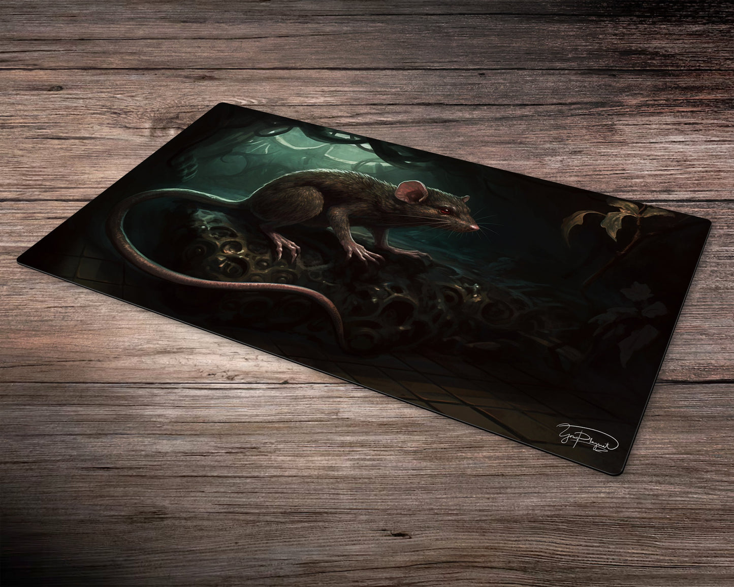 Shadowy Rat Playmat - MTG Spielmatte - 24 x 14 Zoll - MTG Geschenke - MTG Zubehör - Magie Tischmatte