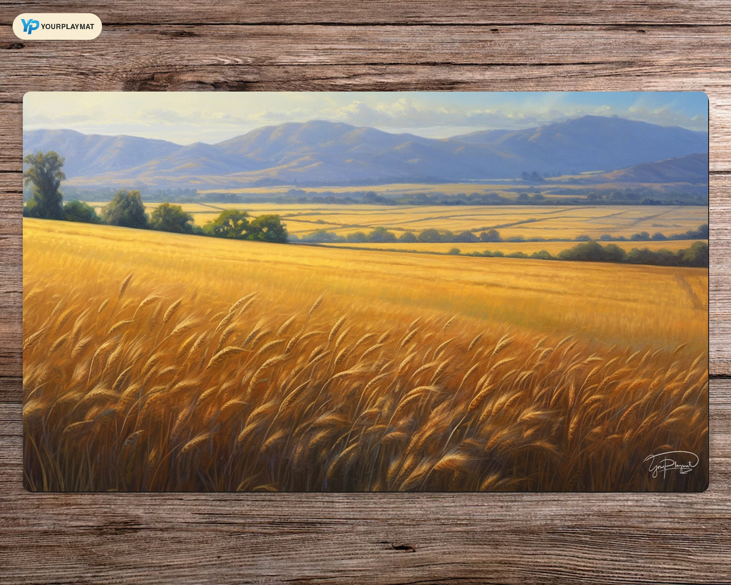 Wheat Fields Plains Serenade - MTG Spielmatte - 24 x 14 Zoll - MTG Geschenke - MTG Zubehör - Magie Tischmatte - Genähte Spielmatte