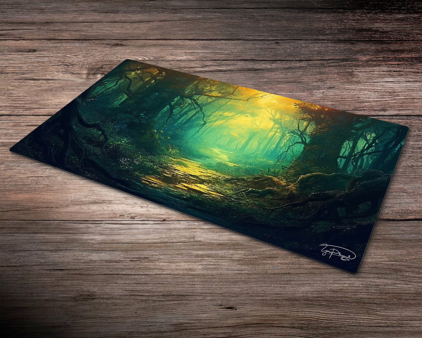 Phantasmal Green Forest - MTG Spielmatte - 24 x 14 Zoll - MTG Geschenke - MTG Zubehör - Magie Tischmatte