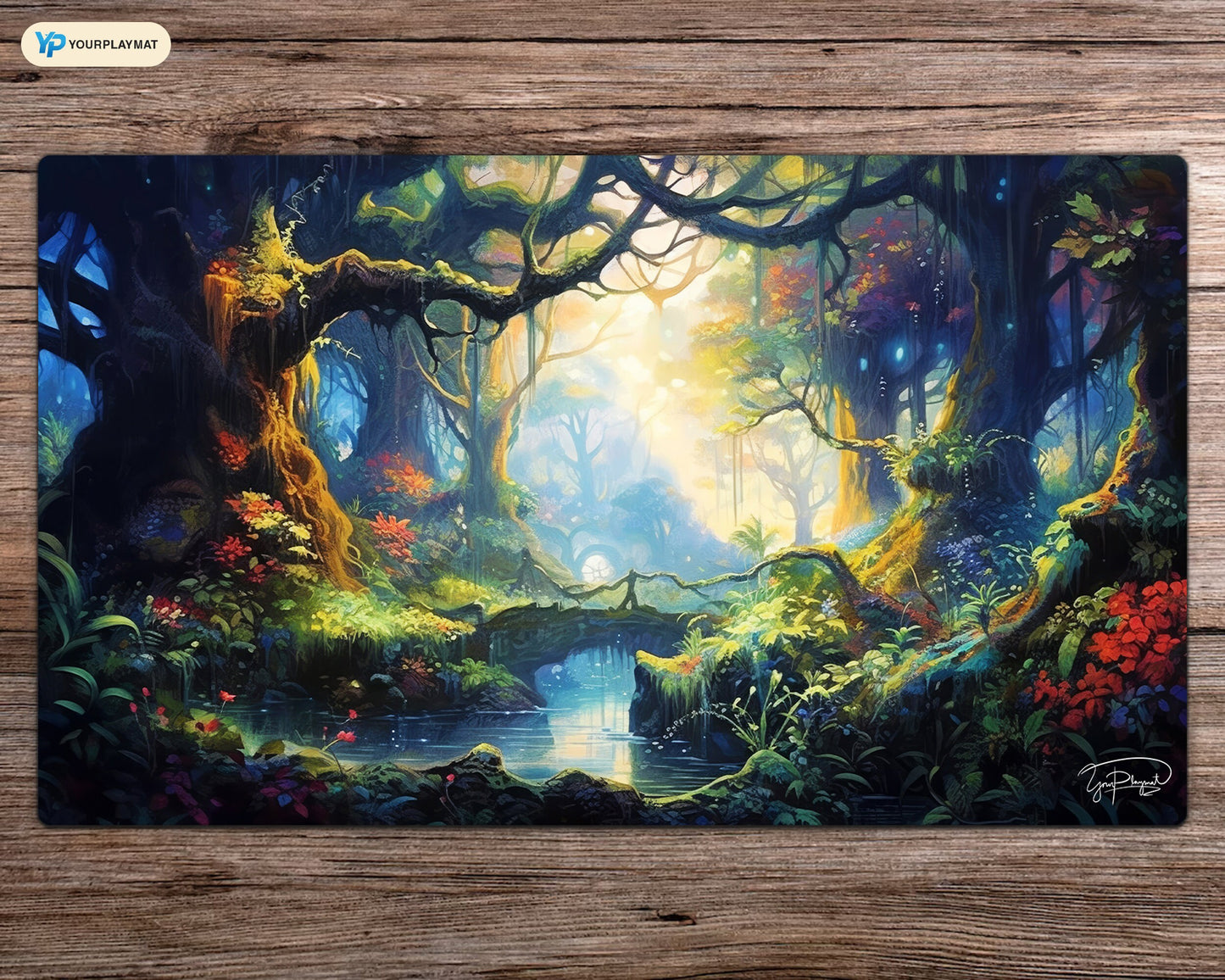 Enchanted Forest Canopy - MTG Spielmatte - 24 x 14 inches - MTG Geschenke - MTG Zubehör - Magie Tischmatte - Stitched Mat - Stitched Playmat