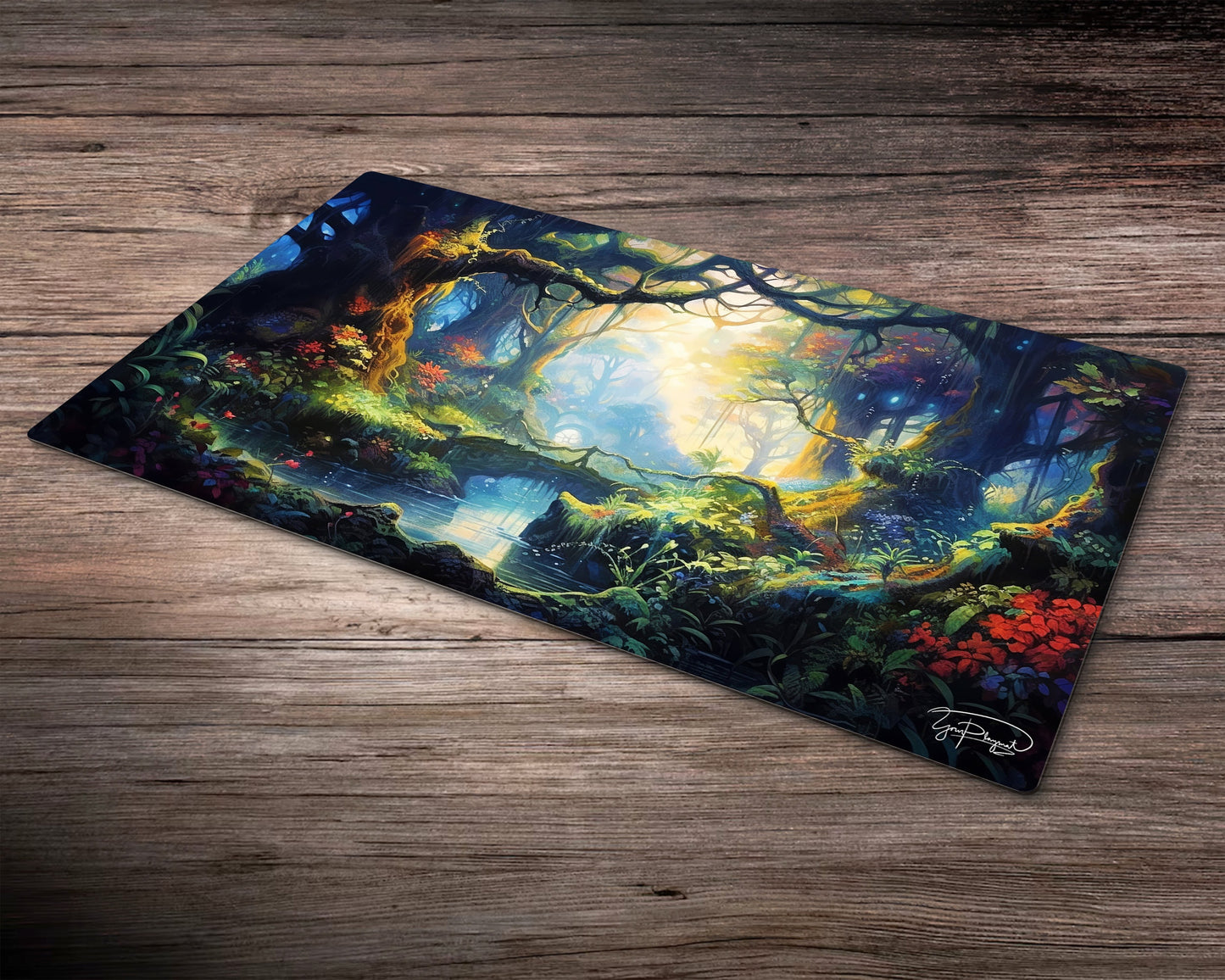 Enchanted Forest Canopy - MTG Spielmatte - 24 x 14 inches - MTG Geschenke - MTG Zubehör - Magie Tischmatte - Stitched Mat - Stitched Playmat