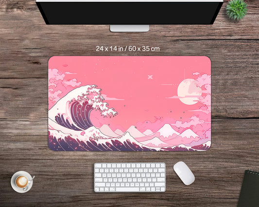 Japanische große Welle – Big Wave Pastell Mousepad – Vielseitige Schreibtischunterlage – Hochwertig, vielseitig einsetzbar, perfekt für Zuhause/Büro – Gaming-Schreibtischunterlage